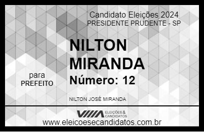 Candidato NILTON MIRANDA 2024 - PRESIDENTE PRUDENTE - Eleições