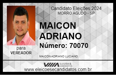 Candidato MAICON ADRIANO 2024 - MORRO AGUDO - Eleições