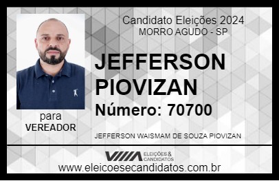 Candidato JEFFERSON PIOVIZAN 2024 - MORRO AGUDO - Eleições