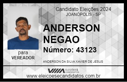 Candidato ANDERSON NEGAO 2024 - JOANÓPOLIS - Eleições