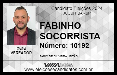 Candidato FABINHO SOCORRISTA 2024 - JUQUITIBA - Eleições