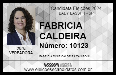 Candidato FABRICIA CALDEIRA 2024 - BADY BASSITT - Eleições