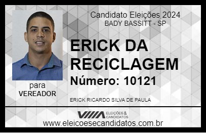 Candidato ERICK DA RECICLAGEM 2024 - BADY BASSITT - Eleições