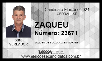 Candidato ZAQUEU 2024 - CEDRAL - Eleições