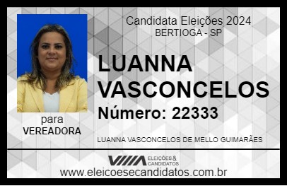 Candidato LUANNA VASCONCELOS 2024 - BERTIOGA - Eleições