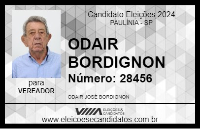 Candidato ODAIR BORDIGNON 2024 - PAULÍNIA - Eleições