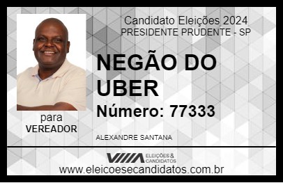 Candidato NEGÃO DO UBER 2024 - PRESIDENTE PRUDENTE - Eleições