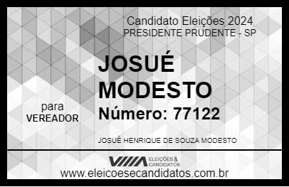 Candidato JOSUÉ MODESTO 2024 - PRESIDENTE PRUDENTE - Eleições