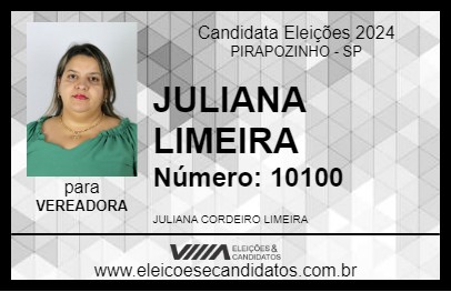 Candidato JULIANA LIMEIRA 2024 - PIRAPOZINHO - Eleições