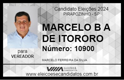 Candidato MARCELO B A DE ITORORO 2024 - PIRAPOZINHO - Eleições