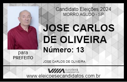 Candidato JOSE CARLOS DE OLIVEIRA 2024 - MORRO AGUDO - Eleições