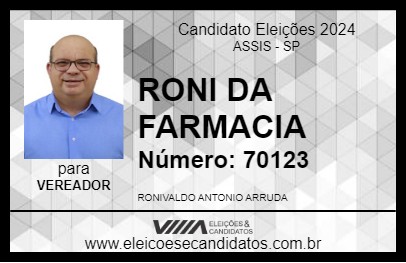 Candidato RONI DA FARMACIA 2024 - ASSIS - Eleições