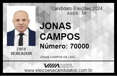 Candidato JONAS CAMPOS 2024 - ASSIS - Eleições