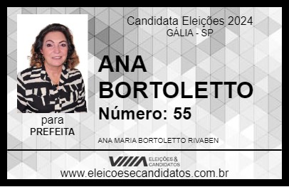 Candidato ANA BORTOLETTO 2024 - GÁLIA - Eleições