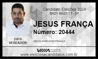 Candidato JESUS FRANÇA 2024 - BADY BASSITT - Eleições