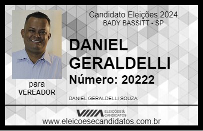 Candidato DANIEL GERALDELLI 2024 - BADY BASSITT - Eleições