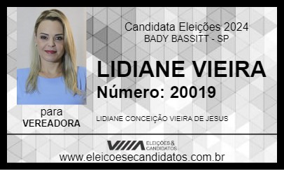 Candidato LIDIANE VIEIRA 2024 - BADY BASSITT - Eleições