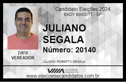 Candidato JULIANO SEGALA 2024 - BADY BASSITT - Eleições