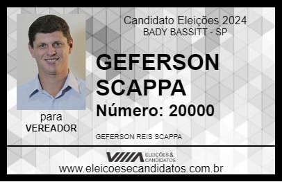 Candidato GEFERSON SCAPPA 2024 - BADY BASSITT - Eleições