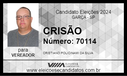 Candidato CRISÃO 2024 - GARÇA - Eleições