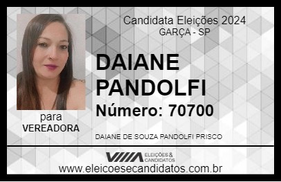 Candidato DAIANE PANDOLFI 2024 - GARÇA - Eleições