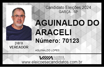 Candidato AGUINALDO DO ARACELI 2024 - GARÇA - Eleições