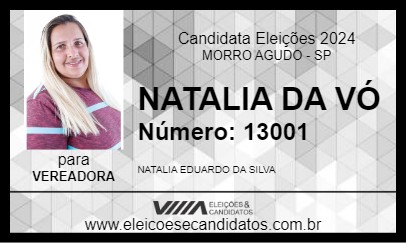 Candidato NATALIA DA VÓ 2024 - MORRO AGUDO - Eleições