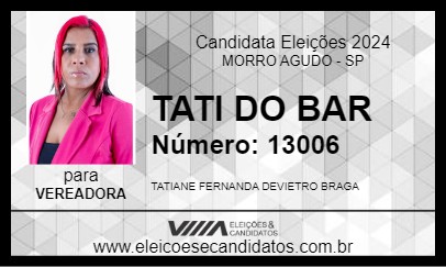 Candidato TATI DO BAR 2024 - MORRO AGUDO - Eleições