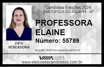 Candidato PROFESSORA ELAINE 2024 - SANTÓPOLIS DO AGUAPEÍ - Eleições