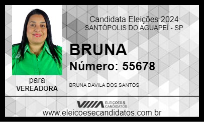 Candidato BRUNA 2024 - SANTÓPOLIS DO AGUAPEÍ - Eleições