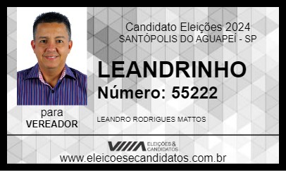 Candidato LEANDRINHO 2024 - SANTÓPOLIS DO AGUAPEÍ - Eleições