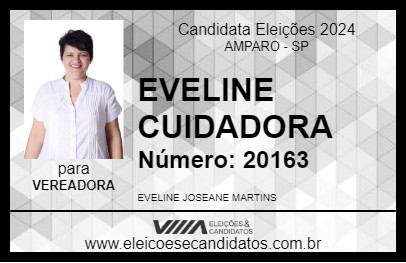 Candidato EVELINE CUIDADORA 2024 - AMPARO - Eleições