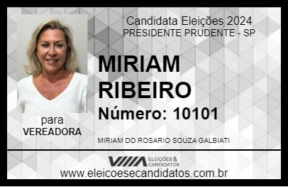 Candidato MIRIAM RIBEIRO 2024 - PRESIDENTE PRUDENTE - Eleições