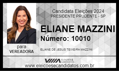 Candidato ELIANE MAZZINI 2024 - PRESIDENTE PRUDENTE - Eleições