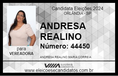 Candidato ANDRESA REALINO 2024 - ORLÂNDIA - Eleições