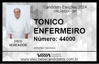 Candidato TONICO ENFERMEIRO 2024 - ORLÂNDIA - Eleições