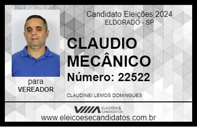 Candidato CLAUDIO MECÂNICO 2024 - ELDORADO - Eleições