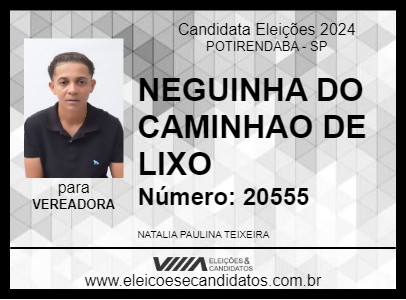 Candidato NEGUINHA DO CAMINHAO DE LIXO 2024 - POTIRENDABA - Eleições