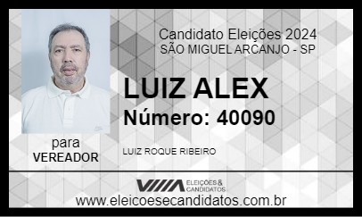 Candidato LUIZ ALEX 2024 - SÃO MIGUEL ARCANJO - Eleições