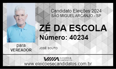 Candidato ZÉ DA ESCOLA 2024 - SÃO MIGUEL ARCANJO - Eleições