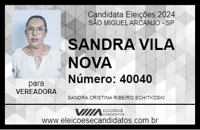 Candidato SANDRA VILA NOVA  2024 - SÃO MIGUEL ARCANJO - Eleições