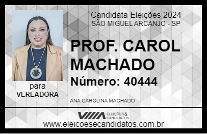 Candidato PROF. CAROL MACHADO 2024 - SÃO MIGUEL ARCANJO - Eleições