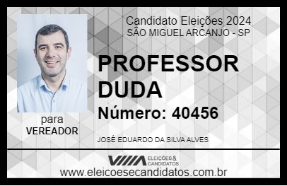 Candidato PROFESSOR DUDA 2024 - SÃO MIGUEL ARCANJO - Eleições