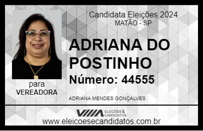 Candidato ADRIANA DA SAÚDE 2024 - MATÃO - Eleições