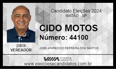 Candidato CIDO MOTOS  2024 - MATÃO - Eleições