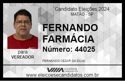 Candidato FERNANDO FARMÁCIA  2024 - MATÃO - Eleições