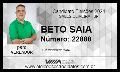 Candidato BETO SAIA 2024 - SALES OLIVEIRA - Eleições