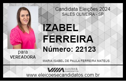 Candidato IZABEL FERREIRA 2024 - SALES OLIVEIRA - Eleições