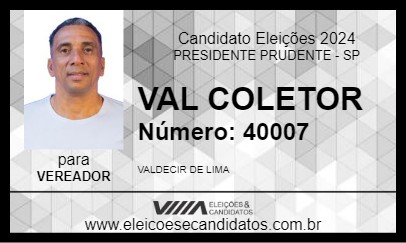 Candidato VAL COLETOR 2024 - PRESIDENTE PRUDENTE - Eleições