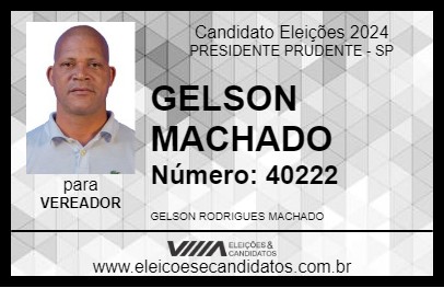 Candidato GELSON MACHADO 2024 - PRESIDENTE PRUDENTE - Eleições